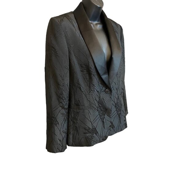 MIX by Tahari ASL Black Textured Shiny Single Button Blazer Sz 10 - Picture 4 of 12
